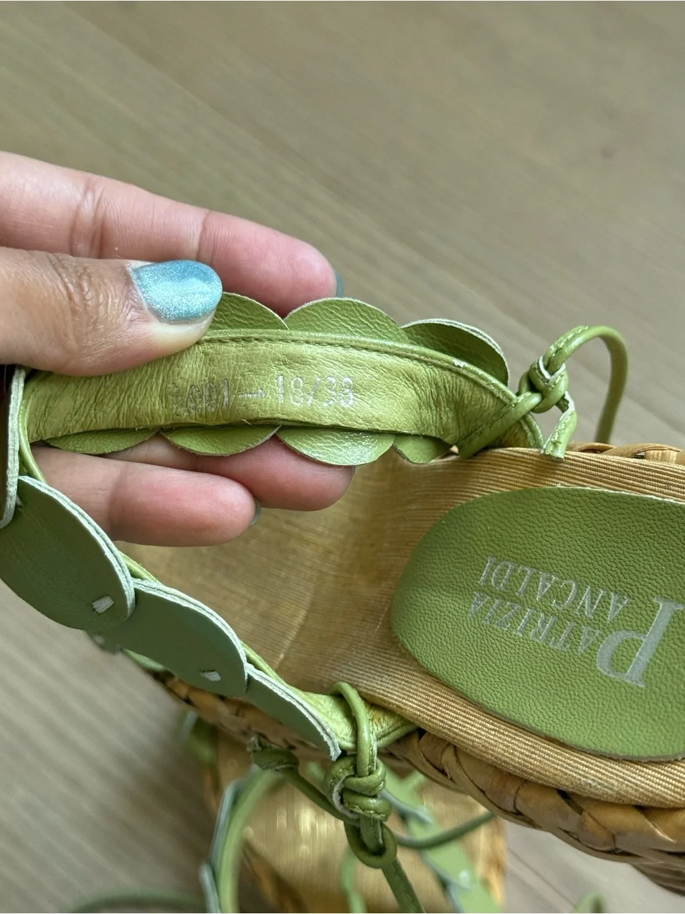 Patrizia Pancaldi Olive Green Leather Wedge Heels